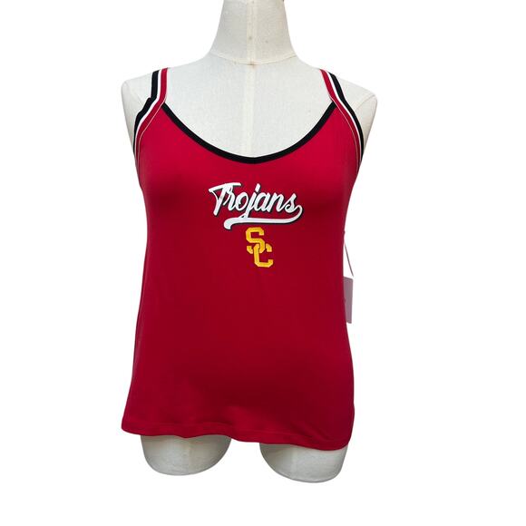 NWT USC Trojans WEAR by Erin Andrews Women's Open Hole Razorback Tank Top Red XL - Picture 1 of 4